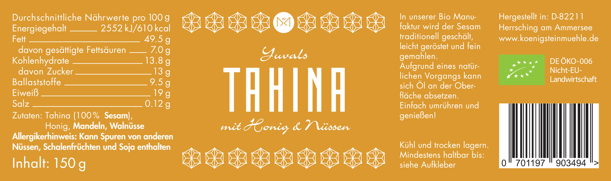Tahina au miel et aux noix